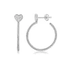 BOUCLES ANNEAUX OUVERTES EFFET CORDE ET COEUR AVEC PAVÉ DE CUBIQUES ZIRCONIAS