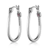 BOUCLES ANNEAUX OVALES EN ARGENT RHODIÉ UNIES