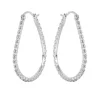 BOUCLES ANNEAUX OVALES EN ARGENT RHODIÉ SERTIES DE CUBIQUES ZIRCONIAS