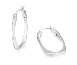 BOUCLES ANNEAUX RECTANGULAIRE EN ARGENT RHODIÉ UNIES