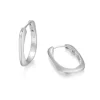 BOUCLES ANNEAUX RECTANGULAIRE EN ARGENT RHODIÉ UNIES