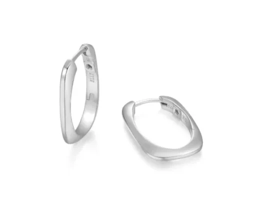 BOUCLES ANNEAUX RECTANGULAIRE EN ARGENT RHODIÉ UNIES