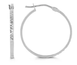 BOUCLES ANNEAUX TAILLÉES DIAMANT EN OR 10K BLANC