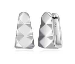 BOUCLES ANNEAUX TRIANGULAIRES MARTELÉES EN ARGENT RHODIÉ