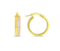 BOUCLES ANNEAUX UNIES EN OR 10K 3 TONS