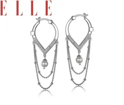 BOUCLES ARGENT ANNEAUX+CHAINE+PERLE+CZ
