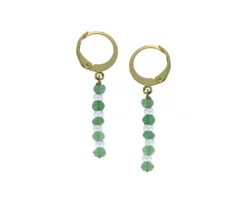 BOUCLES AVEC ATTACHES FRANÇAISES EN ACIER/PVD OR SERTIES DE BILLE DE SAPHIRS OU RUBIS OU ÉMERAUDES FACÉTÉS