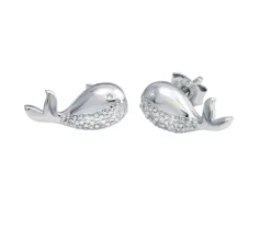BOUCLES BALEINE EN ARGENT RHODIÉ SERTIES DE CUBIQUES ZIRCONIAS