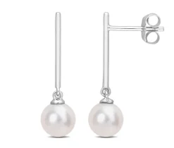 BOUCLES BARS EN OR SERTIES DE PERLES DpiEAU DOUCE