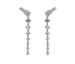 BOUCLES CASCADE EN ARGENT RHODIÉ SERTIES DE CZ