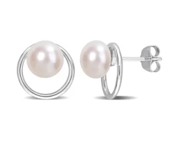 BOUCLES CERCLE DE VIE EN OR SERTIES DE PERLE DpiEAU DOUCE