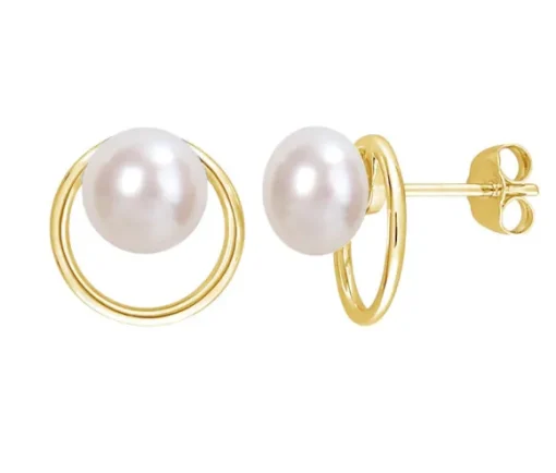 BOUCLES CERCLE DE VIE EN OR SERTIES DE PERLE DpiEAU DOUCE