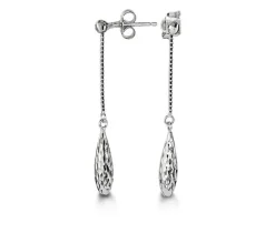 BOUCLES CHAINE ET GOUTTE TAILLÉE DIAMANT EN OR 10K BLANC