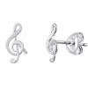 BOUCLES CLÉ DE SOL EN ARGENT RHODIÉ