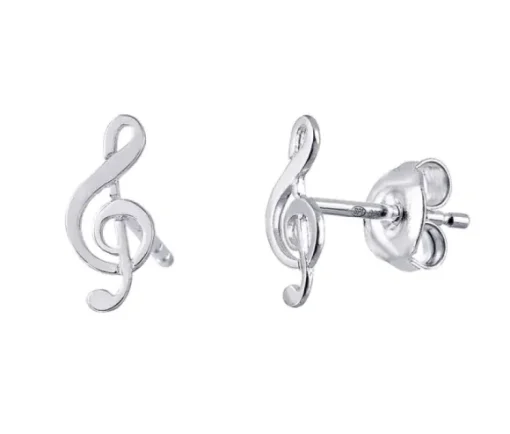 BOUCLES CLÉ DE SOL EN ARGENT RHODIÉ