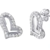 BOUCLES COEUR AJOURÉ EN ARGENT RHODIÉ SERTIES DE CUBIQUES ZIRCONIAS