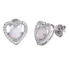 BOUCLES COEUR EN ARGENT RHODIÉ SERTIES DpiOPALES SYNTHÉTIQUES ET DE CUBIQUES ZIRCONIAS