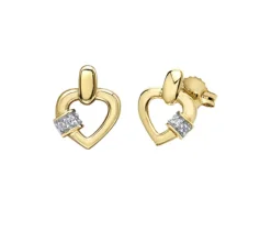 BOUCLES COEUR EN OR JAUNE SERTIES DE DIAMANTS