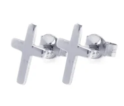 BOUCLES CROIX UNIES EN ARGENT RHODIÉ
