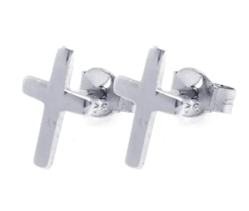 BOUCLES CROIX UNIES EN ARGENT RHODIÉ