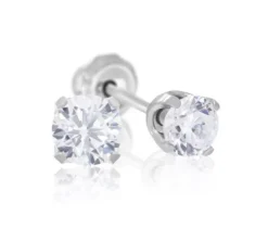 BOUCLES DE PERÇAGE EN ACIER SERTIES DE CUBIQUES ZIRCONIAS (*PERÇAGE GRATUIT)