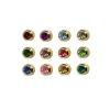 BOUCLES DE PERÇAGE EN ACIER/PVD OR SERTIES DE PIERRES DE COULEURS