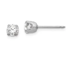 BOUCLES DE PERÇAGE EN OR BLANC SERTIES DE CUBIQUES ZIRCONIAS (PERÇAGE GATUIT)
