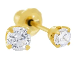 BOUCLES DE PERÇAGE EN OR SERTIES DE CUBIQUES ZIRCONIAS (*PERÇAGE GRATUIT)