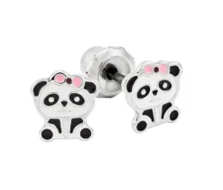 BOUCLES DE PERÇAGE PANDA EN ACIER/ÉMAIL (*PERÇAGE GRATUIT)