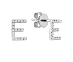BOUCLES DpiOREILLES INITIALES EN OR 10K SERTIES DE DIAMANTS