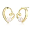 BOUCLES ELLE COEUR EN ARGENT/PVD OR SERTIES DE PERLES DpiEAU DOUCE