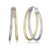BOUCLES ELLE DOUBLE ANNEAUX EN ARGENT RHODIÉ/PVD OR 2 TONS