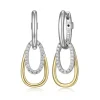 BOUCLES ELLE EN ARGENT RHODIÉ/PVD OR 2 TONS SERTIES DE CUBIQUES ZIRCONIAS