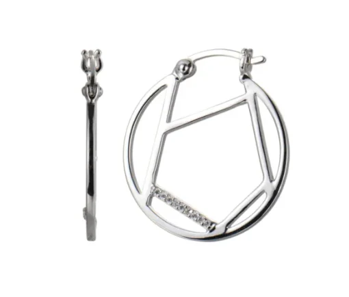 BOUCLES .ELLE EN ARGENT RHODIÉ ANNEAUX SERTIES DE CUBIQUES ZIRCONIAS
