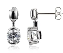 BOUCLES ELLE EN ARGENT RHODIÉ SERTIES DE CUBIQUES ZIRCONIAS