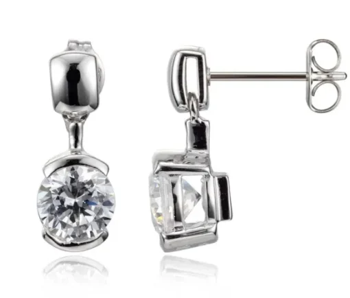 BOUCLES ELLE EN ARGENT RHODIÉ SERTIES DE CUBIQUES ZIRCONIAS