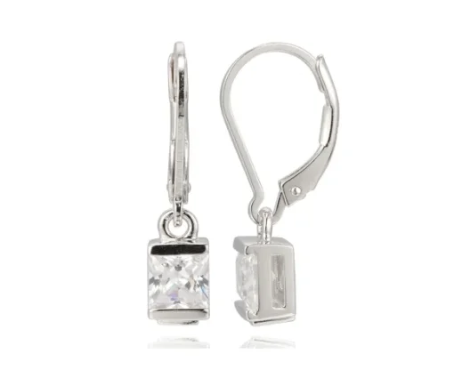 BOUCLES ELLE EN ARGENT RHODIÉ SERTIES DE CUBIQUES ZIRCONIAS