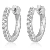 BOUCLES ELLE HUGGIES EN ARGENT RHODIÉ SERTIES DE CUBIQUES ZIRCONIAS