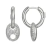 BOUCLES ELLE HUGGIES EN ARGENT RHODIÉ SERTIES DpiUN GRAIN DE CAFÉ À PAVÉ DE CUBIQUES ZIRCONIAS