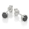 BOUCLES EN ACIER SERTIES DE CUBIQUES ZIRCONIAS NOIRS