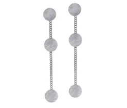 BOUCLES EN ARGENT AVEC PLAQUES RONDES ET MAILLE GOURMETTE