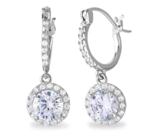 BOUCLES EN ARGENT RHODIÉ ANNEAUX SERTIES DE CUBIQUES ZIRCONIAS