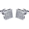 BOUCLES EN ARGENT RHODIÉ CARRÉ À PAVÉ DE CUBIQUES ZIRCONIAS
