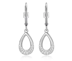 BOUCLES EN ARGENT RHODIÉ GOUTTES AJOURÉES SERTIES DE CUBIQUES ZIRCONIAS