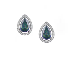 BOUCLES EN ARGENT RHODIÉ SERTI DE TOPAZES MYSTIQUES SYNTHÉTIQUES ET DE CUBIQUES ZIRCONIAS