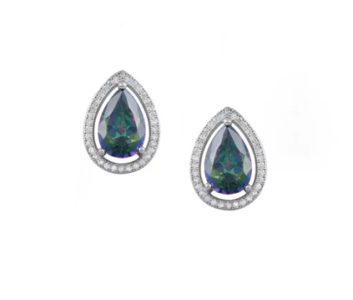 BOUCLES EN ARGENT RHODIÉ SERTI DE TOPAZES MYSTIQUES SYNTHÉTIQUES ET DE CUBIQUES ZIRCONIAS