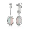 BOUCLES EN ARGENT RHODIÉ SERTIES DpiOPALES DE LABORATOIRE