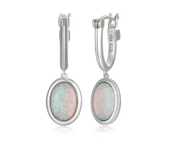 BOUCLES EN ARGENT RHODIÉ SERTIES DpiOPALES DE LABORATOIRE
