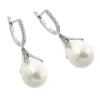 BOUCLES EN ARGENT RHODIÉ SERTIES DE PERLES SYNTHÉTIQUES ET DE CUBIQUES ZIRCONIAS