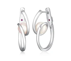 BOUCLES EN ARGENT RHODIÉ SERTIES DE PERLES DE CULTURE